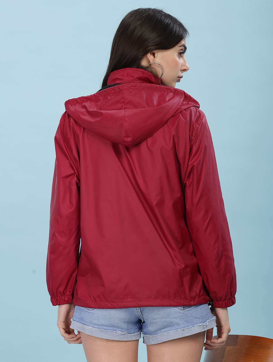 women solid long sleeve hooded windcheater jacket - 22218411 -  Standard Image - 3