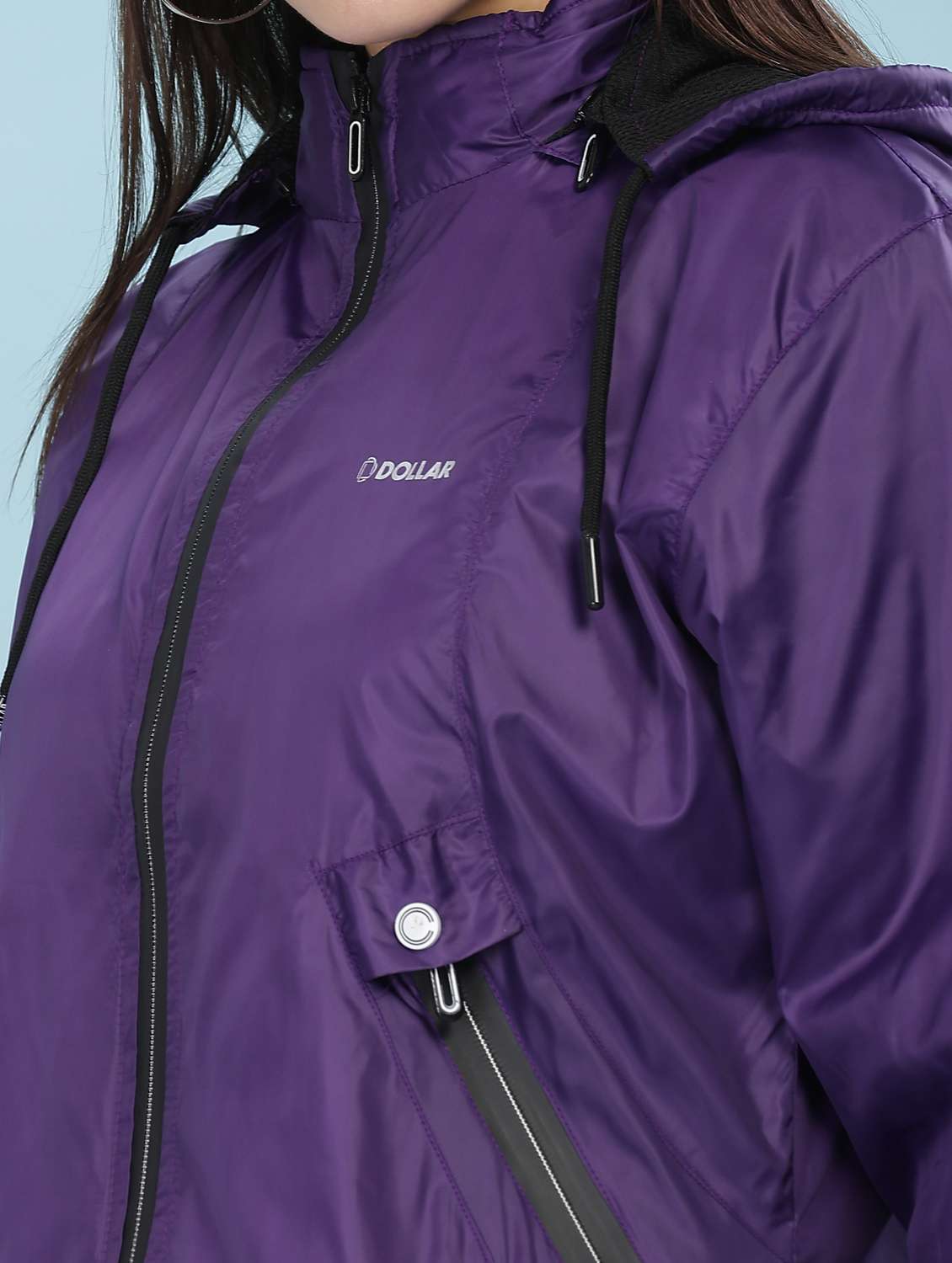 women solid long sleeve hooded windcheater jacket - 22218413 -  Standard Image - 5