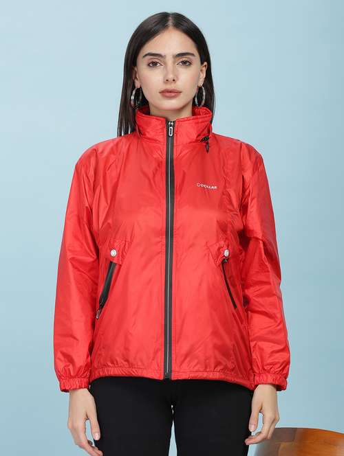 women solid long sleeve hooded windcheater jacket - 22218414 -  Standard Image - 0