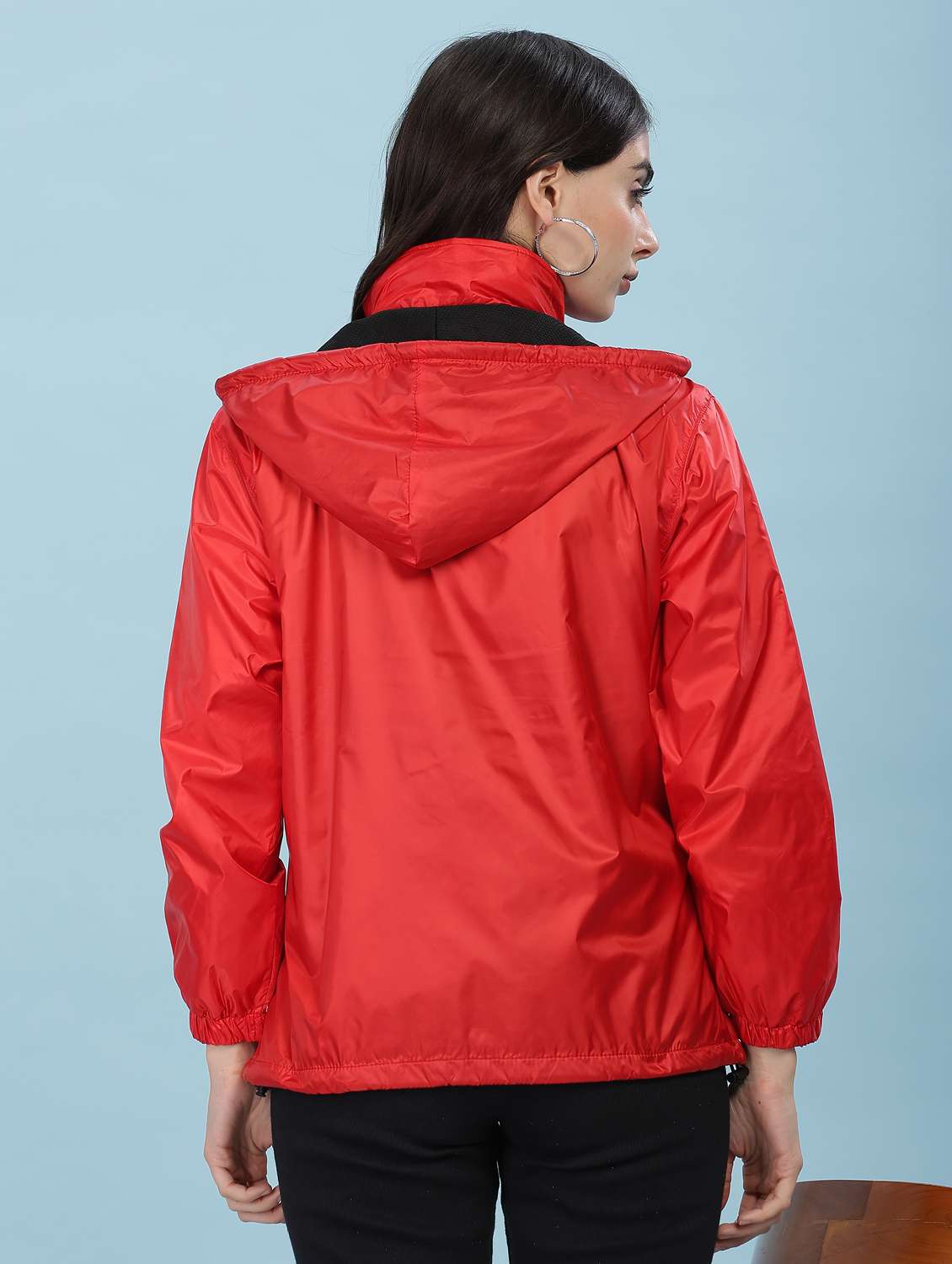 women solid long sleeve hooded windcheater jacket - 22218414 -  Standard Image - 3