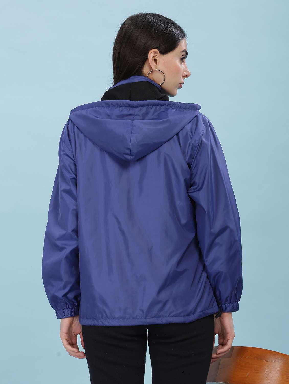 women solid long sleeve hooded windcheater jacket - 22218415 -  Standard Image - 3