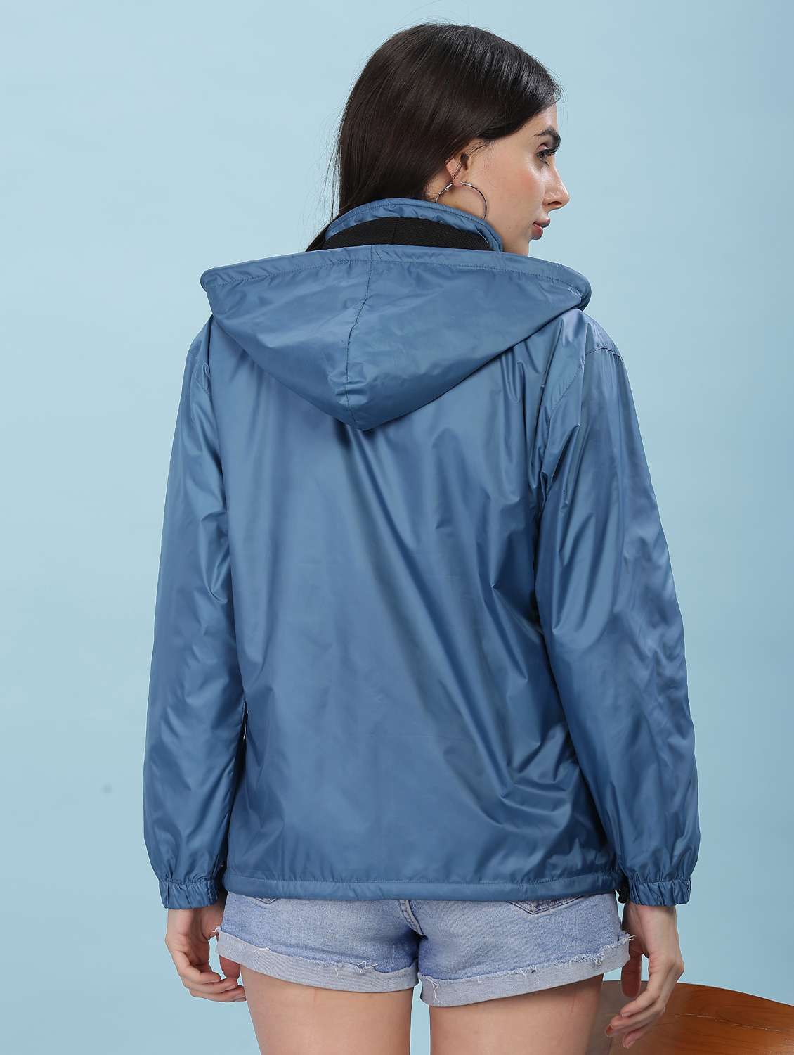 women solid long sleeve hooded windcheater jacket - 22218416 -  Standard Image - 3