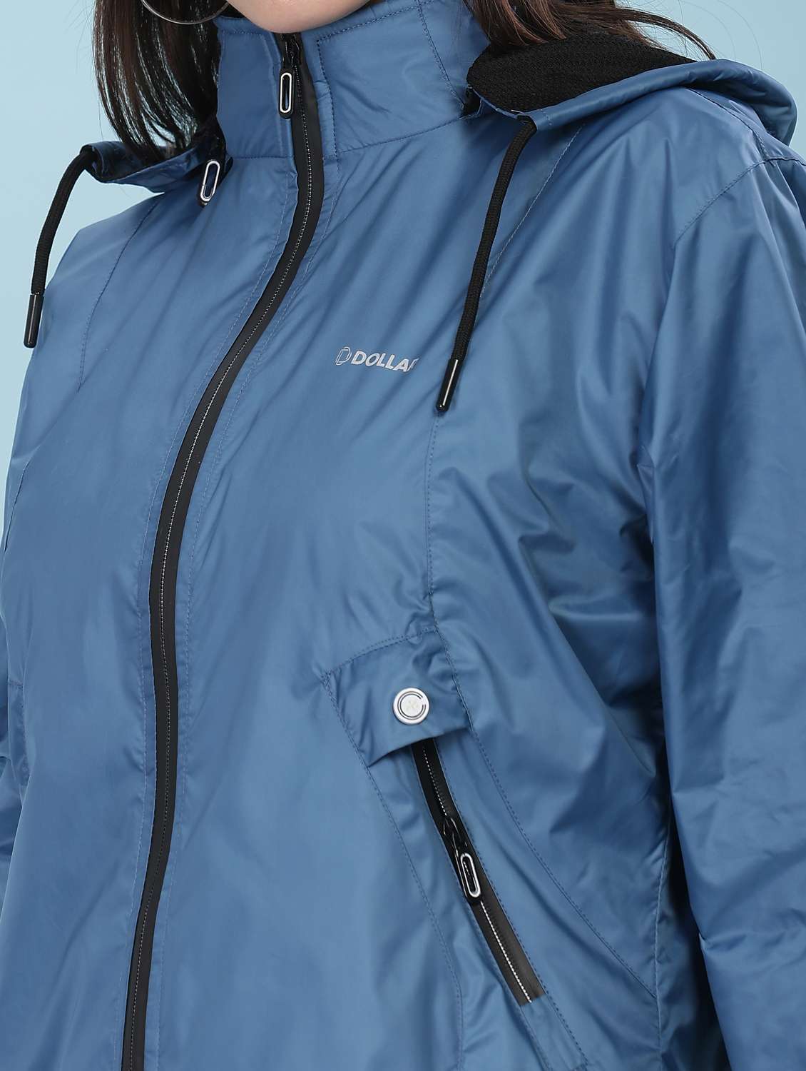 women solid long sleeve hooded windcheater jacket - 22218416 -  Standard Image - 5