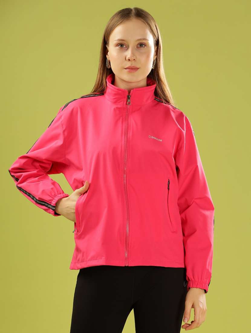 women solid long sleeve windcheater jacket