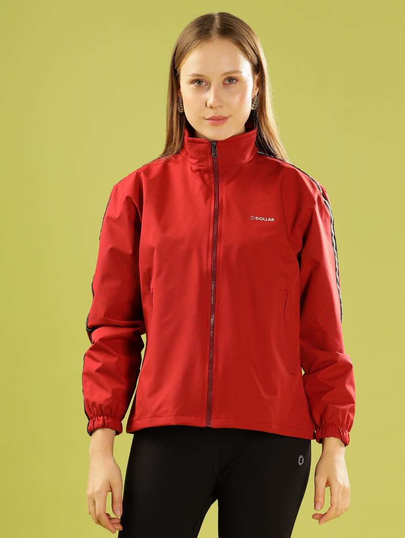 women solid long sleeve windcheater jacket
