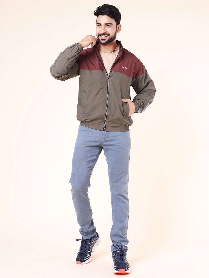 men color block long sleeve windcheater jacket - 22218430 -  Standard Image - 3