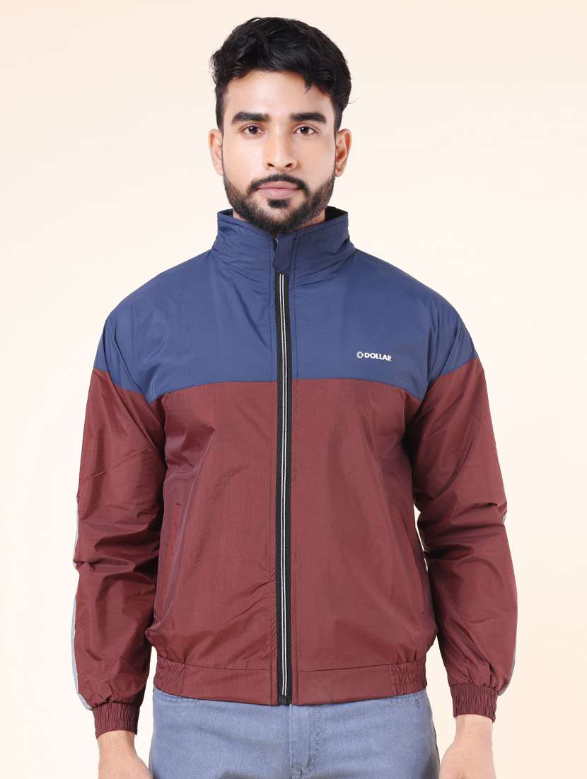 men color block long sleeve windcheater jacket