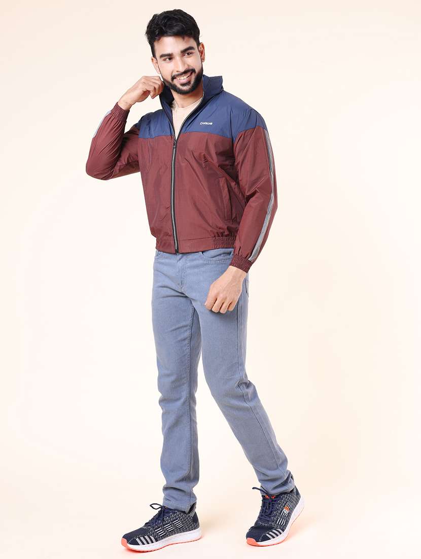 men color block long sleeve windcheater jacket - 22218431 -  Standard Image - 3