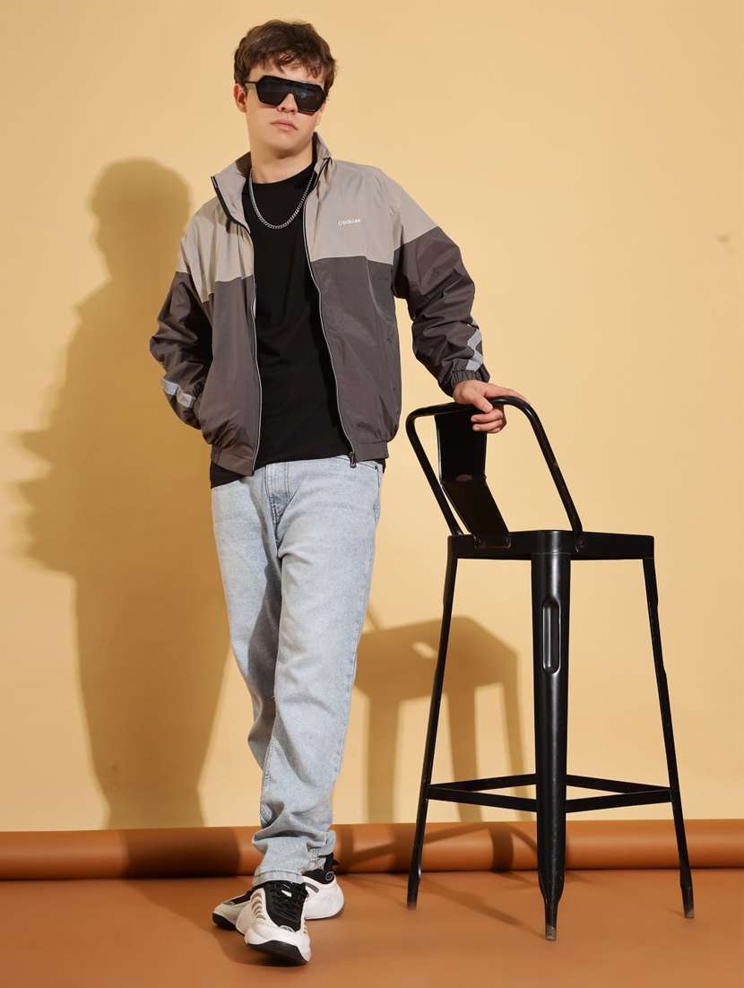 men color block long sleeve windcheater jacket - 22218433 -  Standard Image - 3