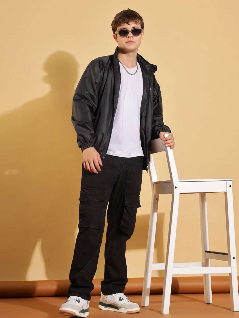 men solid long sleeve windcheater bomber jacket - 22218436 -  Standard Image - 3