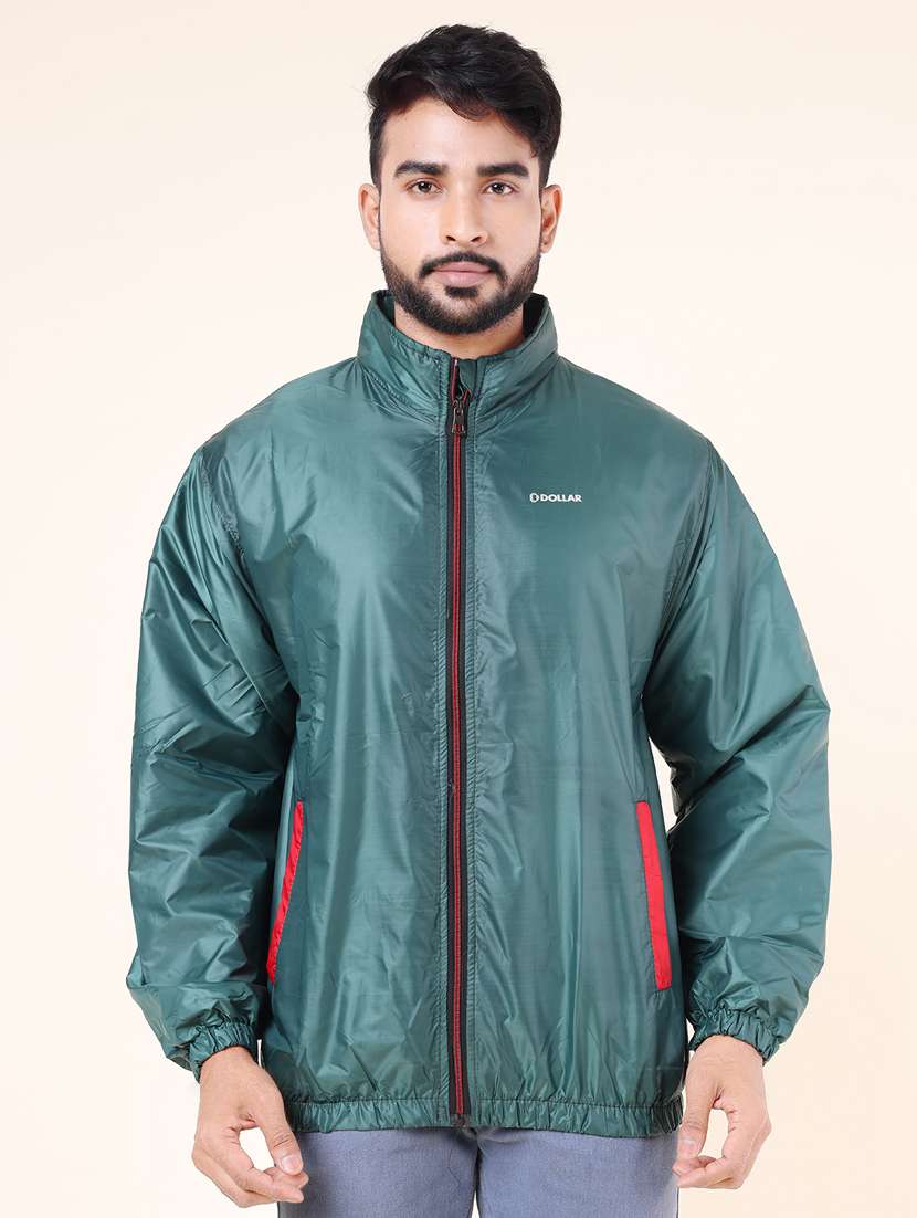 men solid long sleeve windcheater bomber jacket