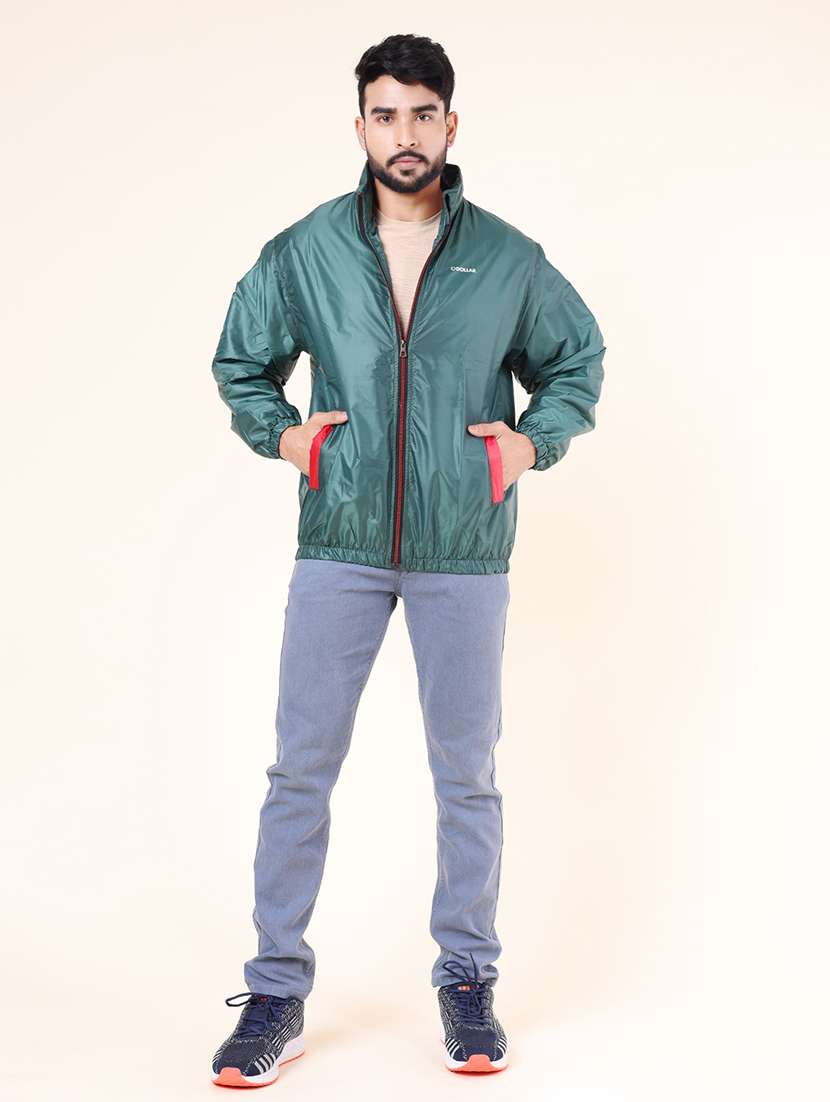 men solid long sleeve windcheater bomber jacket - 22218439 -  Standard Image - 3