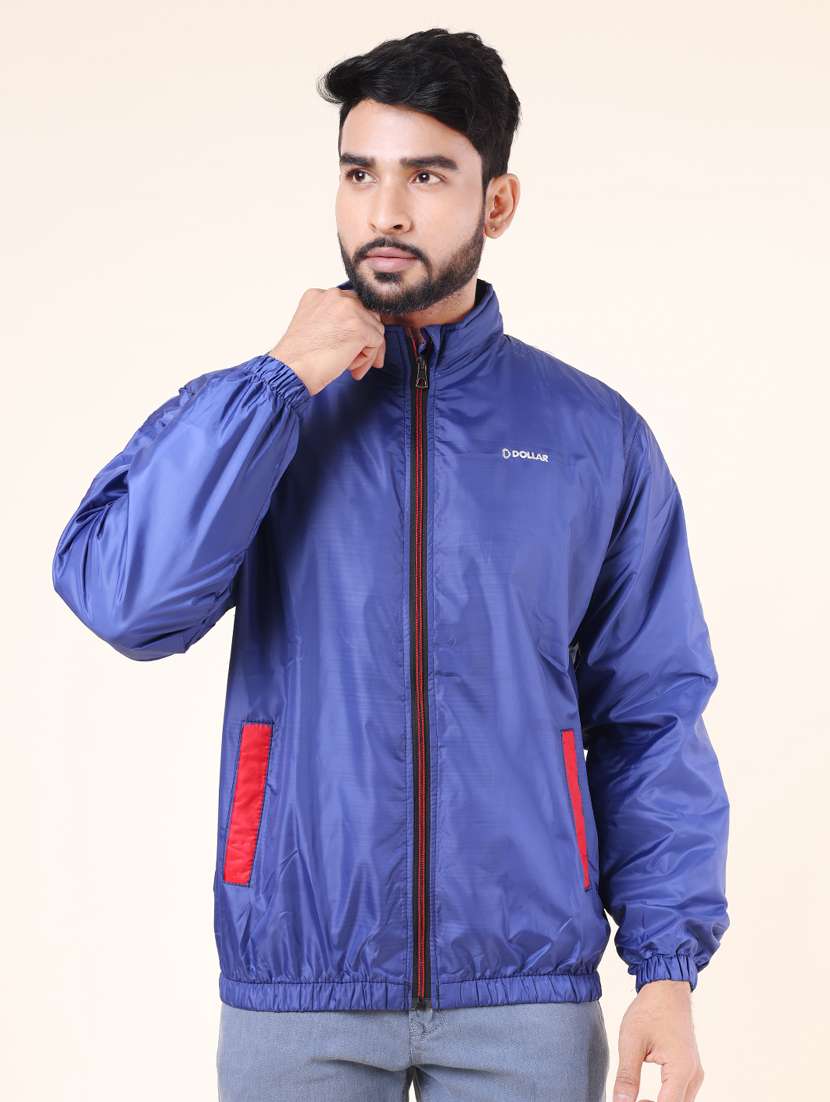 men solid long sleeve windcheater bomber jacket