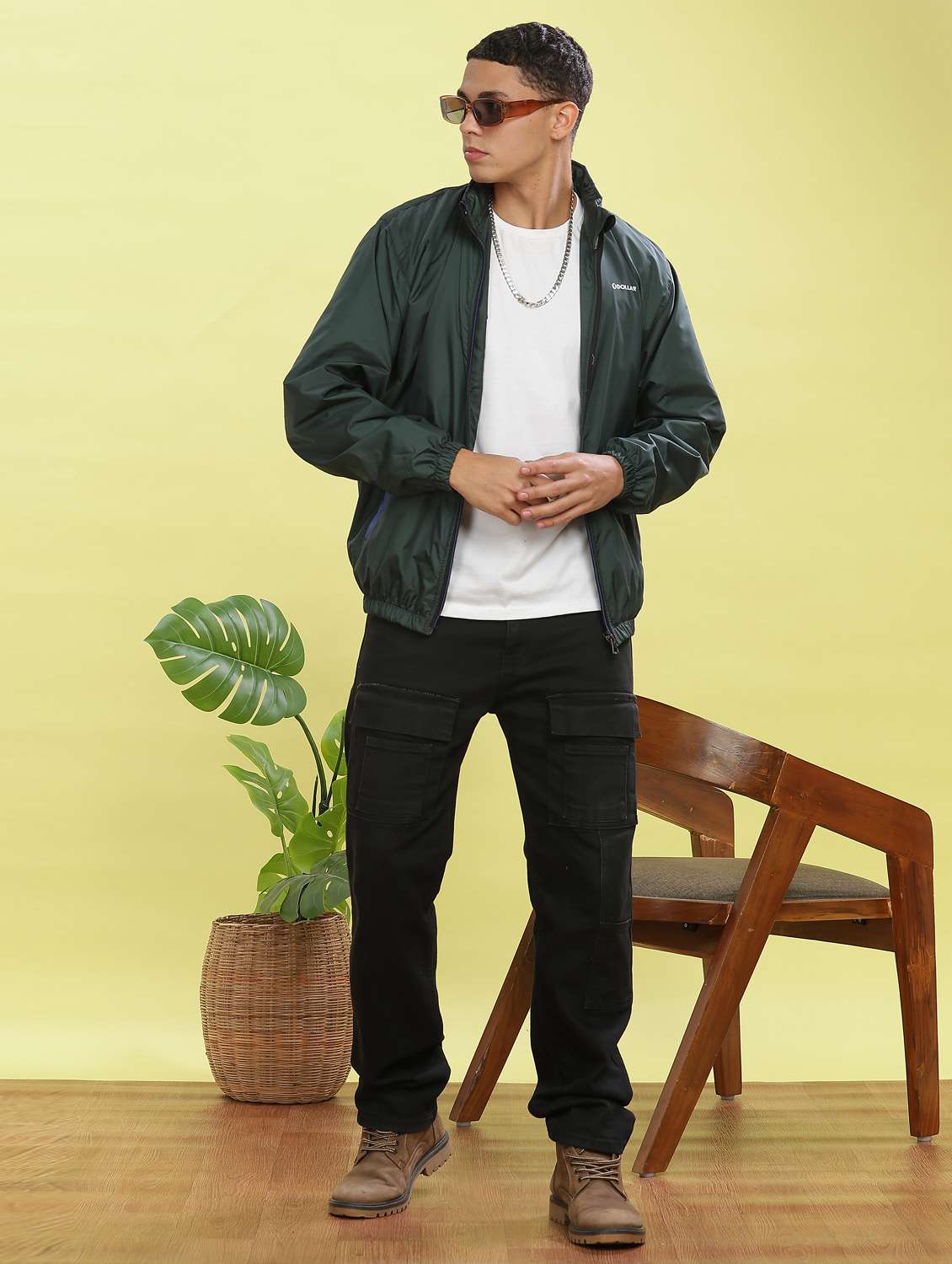 men solid long sleeve windcheater bomber jacket - 22218442 -  Standard Image - 3