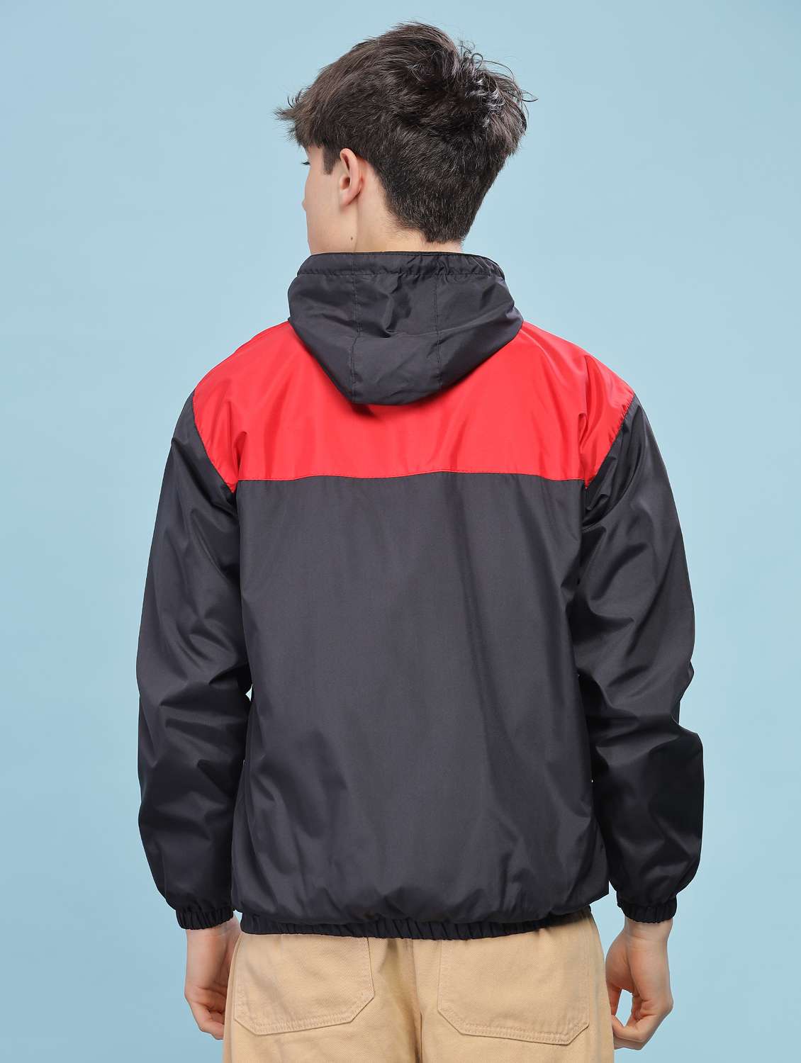 men color block long sleeve windcheater jacket - 22218443 -  Standard Image - 3