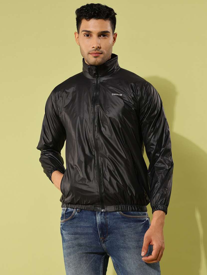 men solid long sleeve windheater bomber jacket