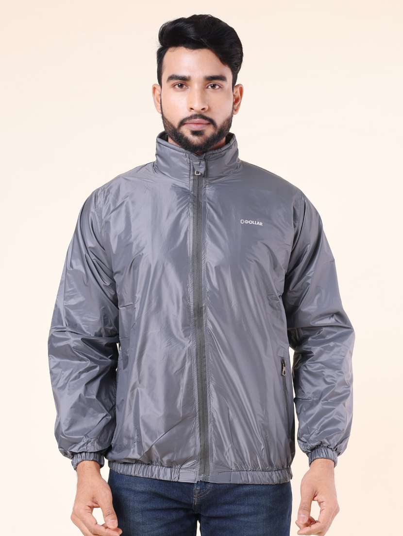 men solid long sleeve windheater bomber jacket