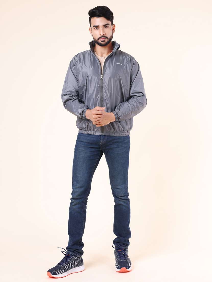 men solid long sleeve windheater bomber jacket - 22218450 -  Standard Image - 3