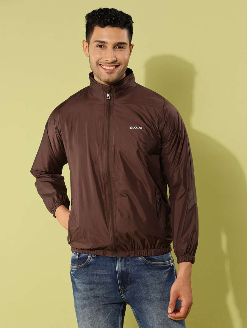 men solid long sleeve windheater bomber jacket