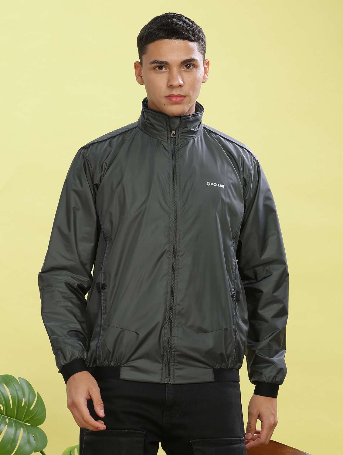 men solid long sleeve bomber jacket