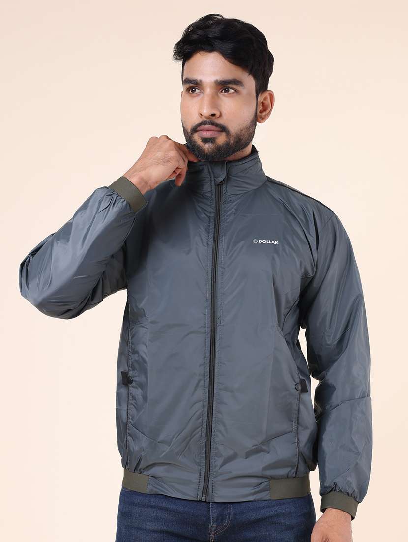 men solid long sleeve bomber jacket