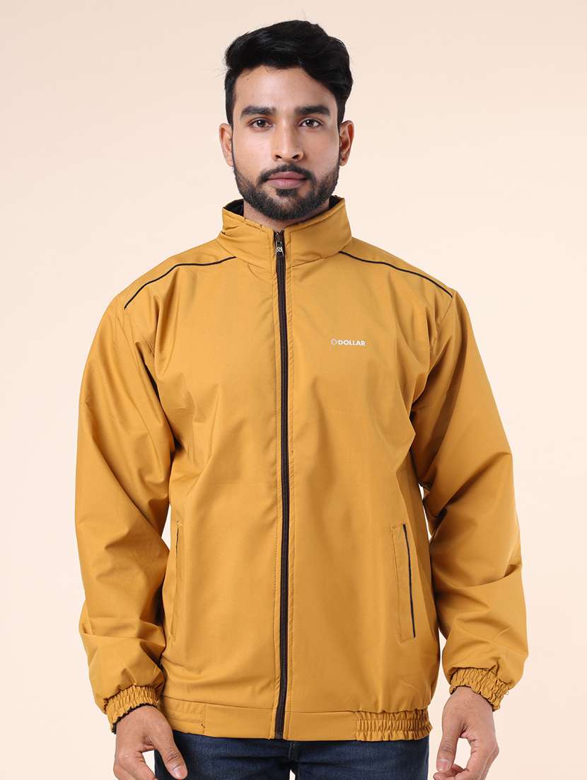 men solid long sleeve windcheater jacket