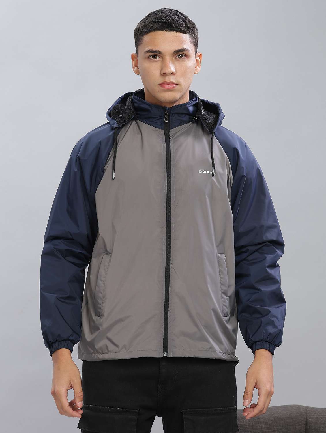 men color block long sleeve bomber jacket