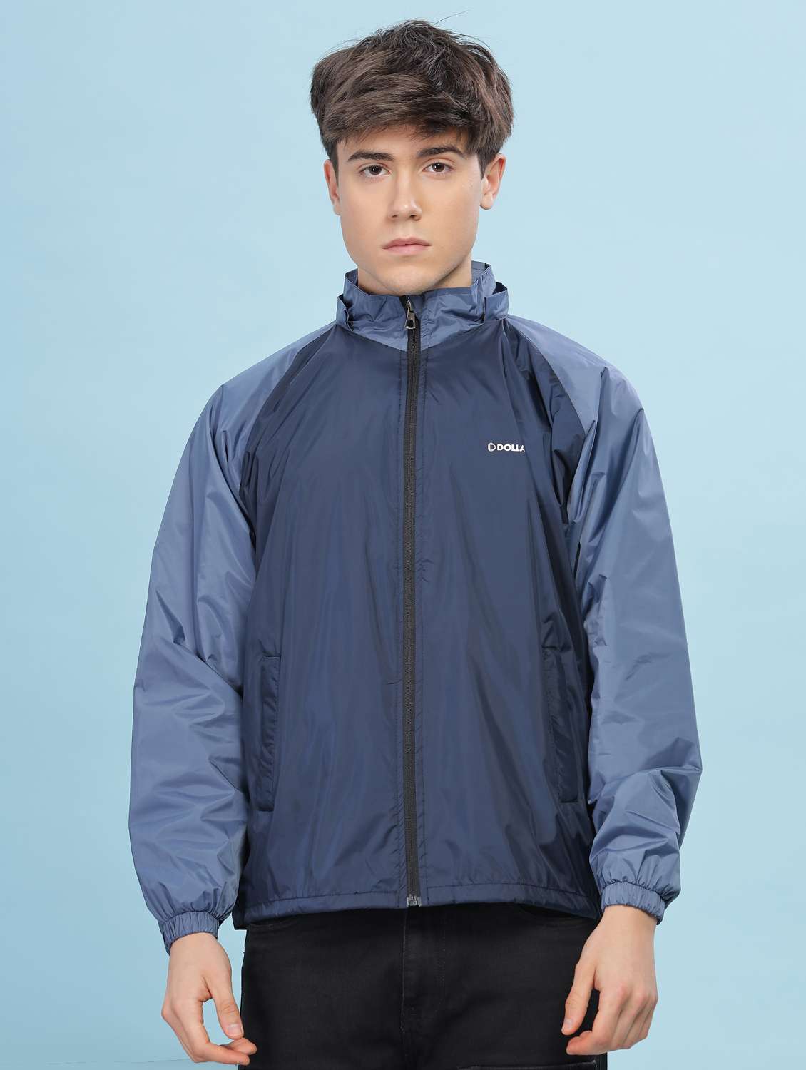 men color block long sleeve bomber jacket