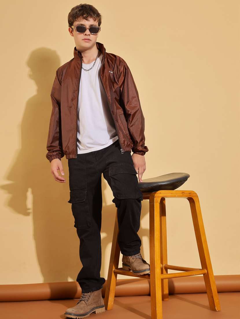 men solid long sleeve windcheater jacket - 22218485 -  Standard Image - 3