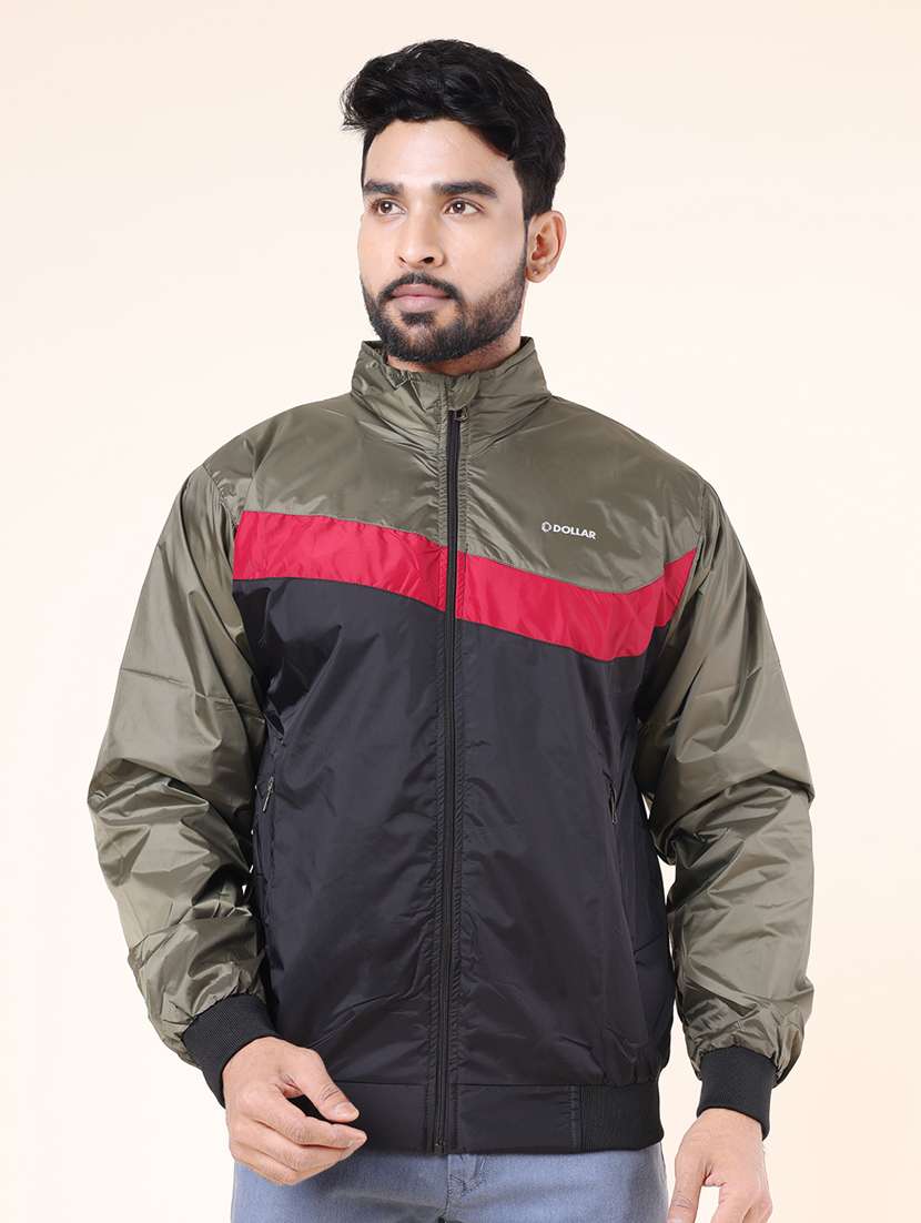 men color block long sleeve bomber jacket