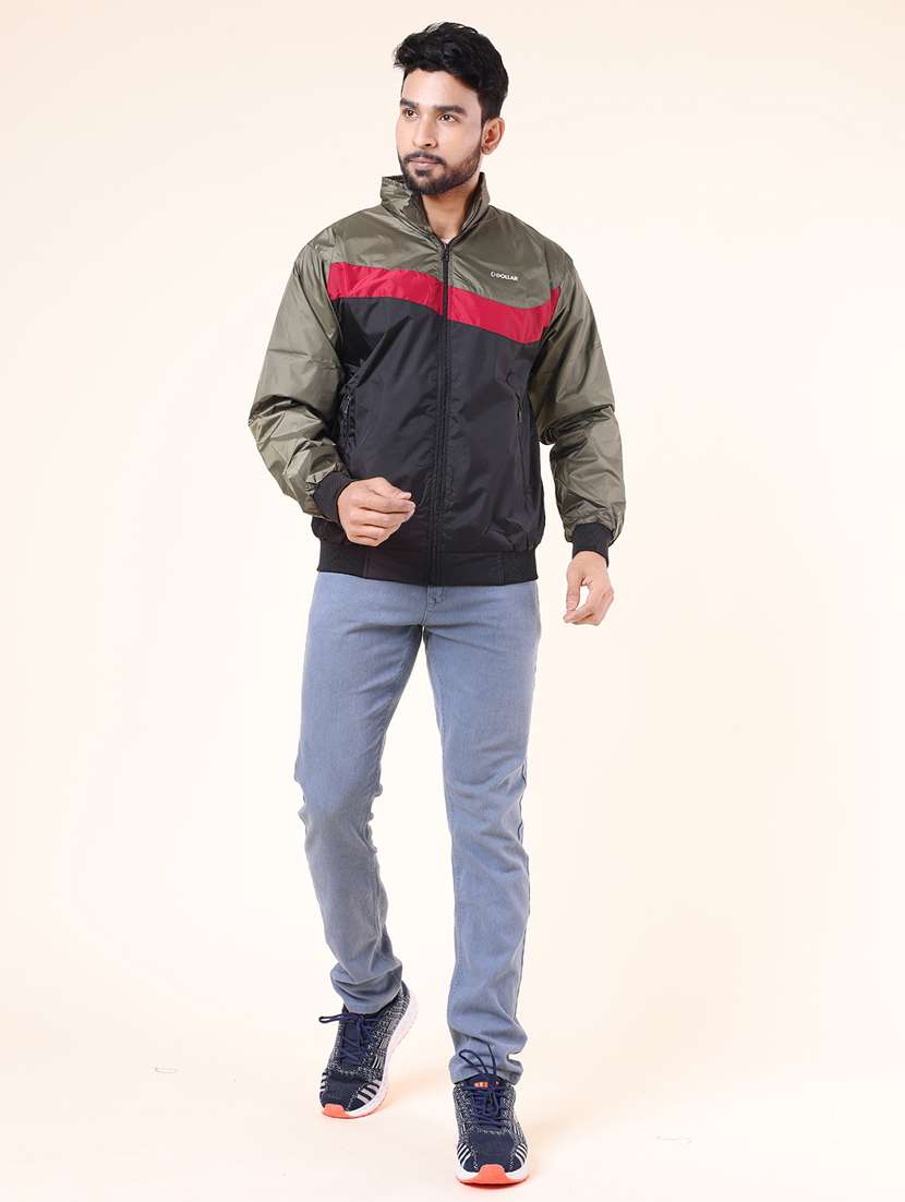 men color block long sleeve bomber jacket - 22218490 -  Standard Image - 3