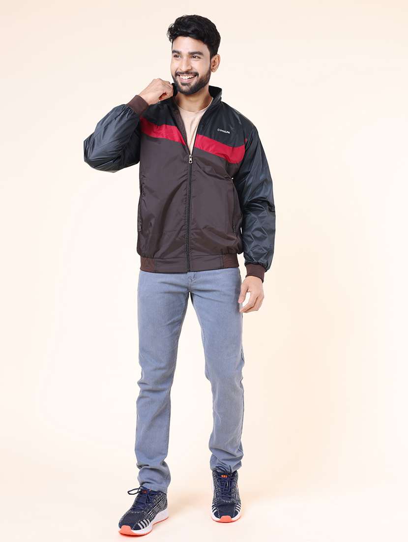 men color block long sleeve bomber jacket - 22218491 -  Standard Image - 3