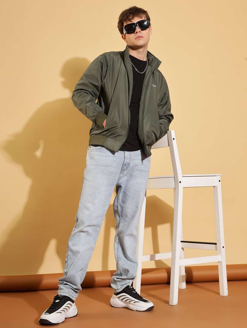 men solid long sleeve bomber jacket - 22218500 -  Standard Image - 3