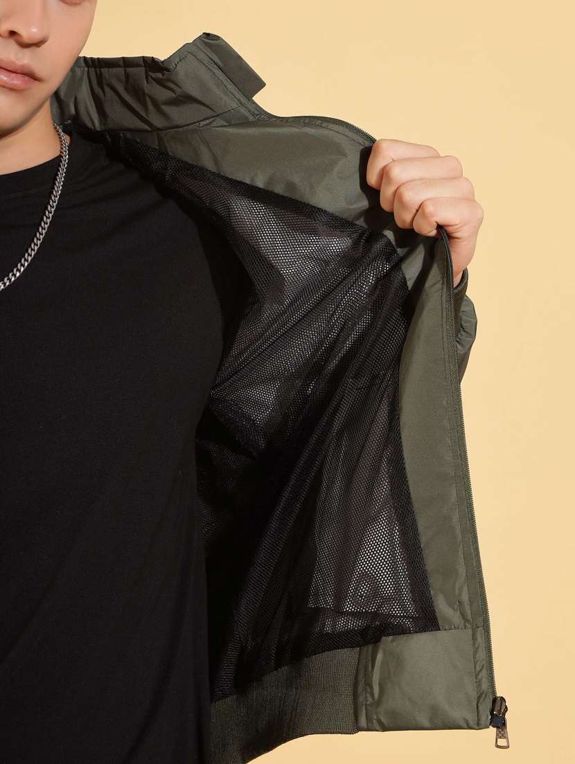 men solid long sleeve bomber jacket - 22218500 -  Standard Image - 5