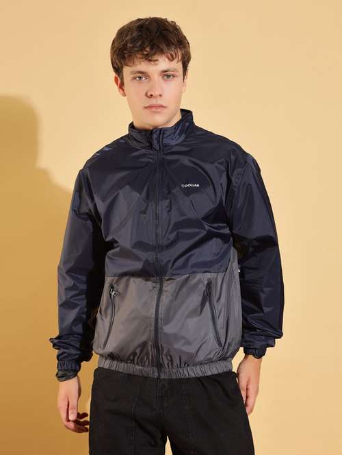 men color block long sleeve windcheater jacket - 22218505 -  Standard Image - 0