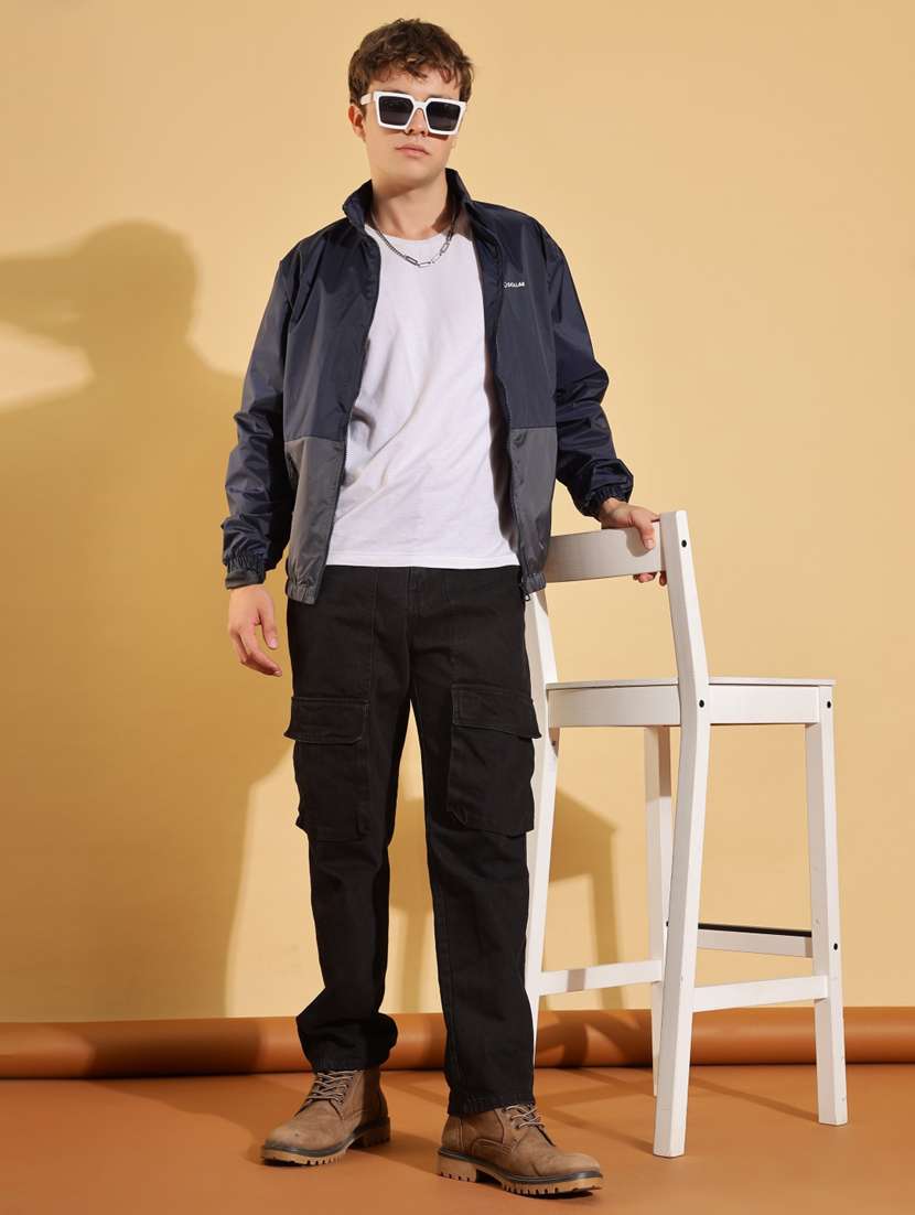 men color block long sleeve windcheater jacket - 22218505 -  Standard Image - 3