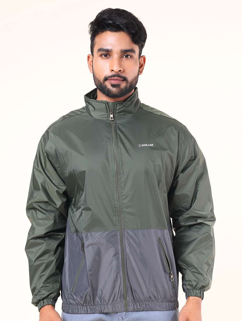 men color block long sleeve windcheater jacket