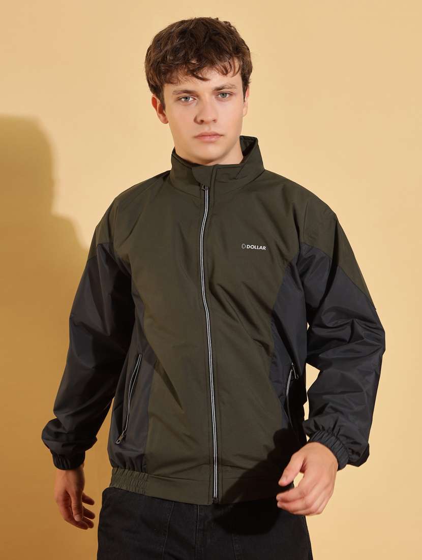 men color block long sleeve bomber jacket