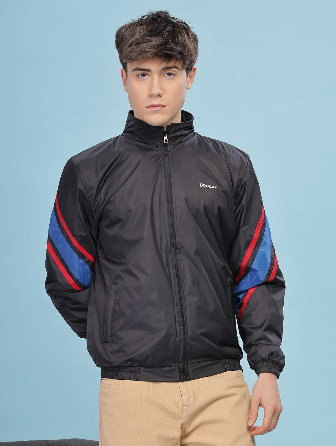 men color block long sleeve bomber jacket