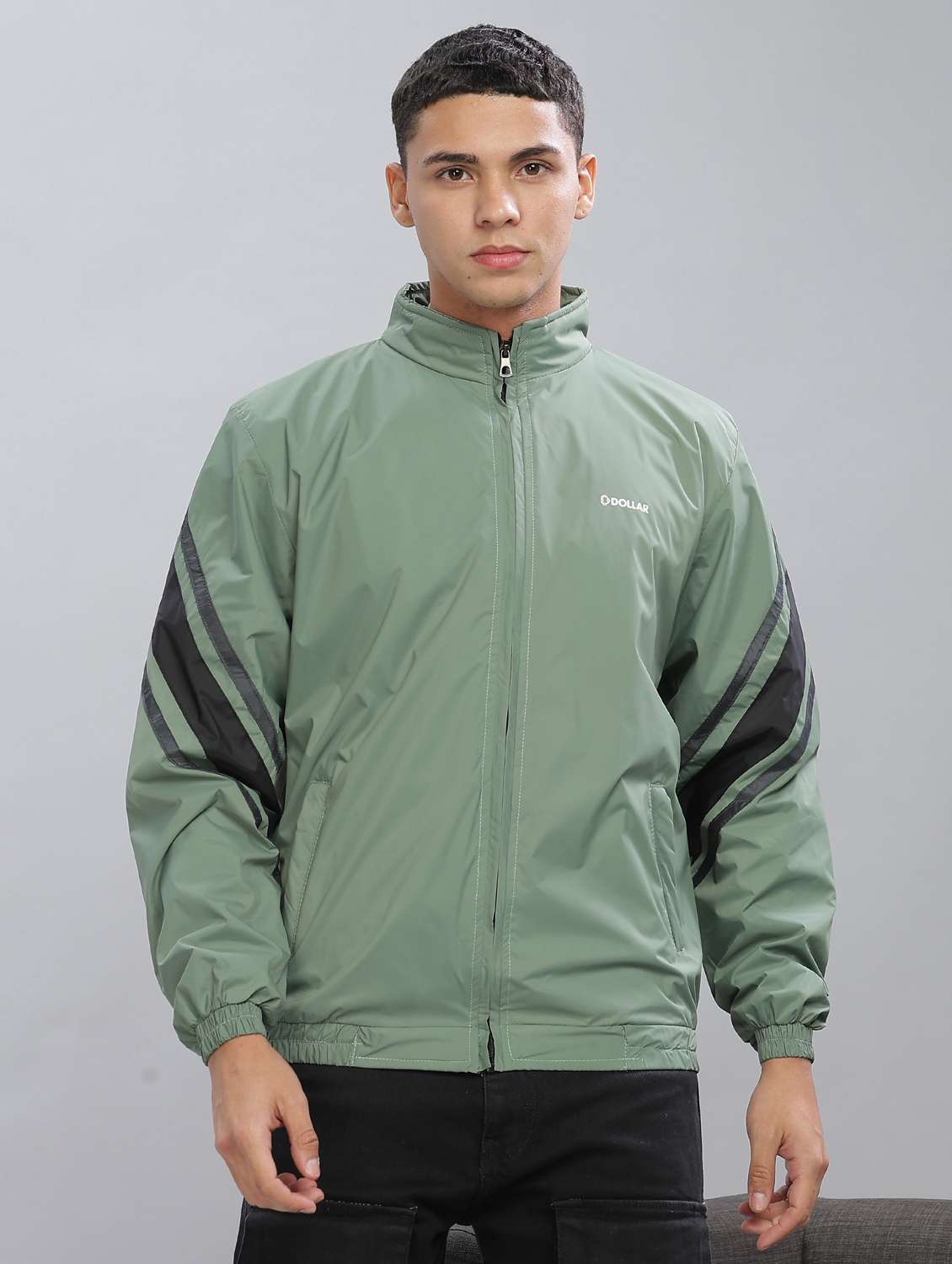 men color block long sleeve bomber jacket