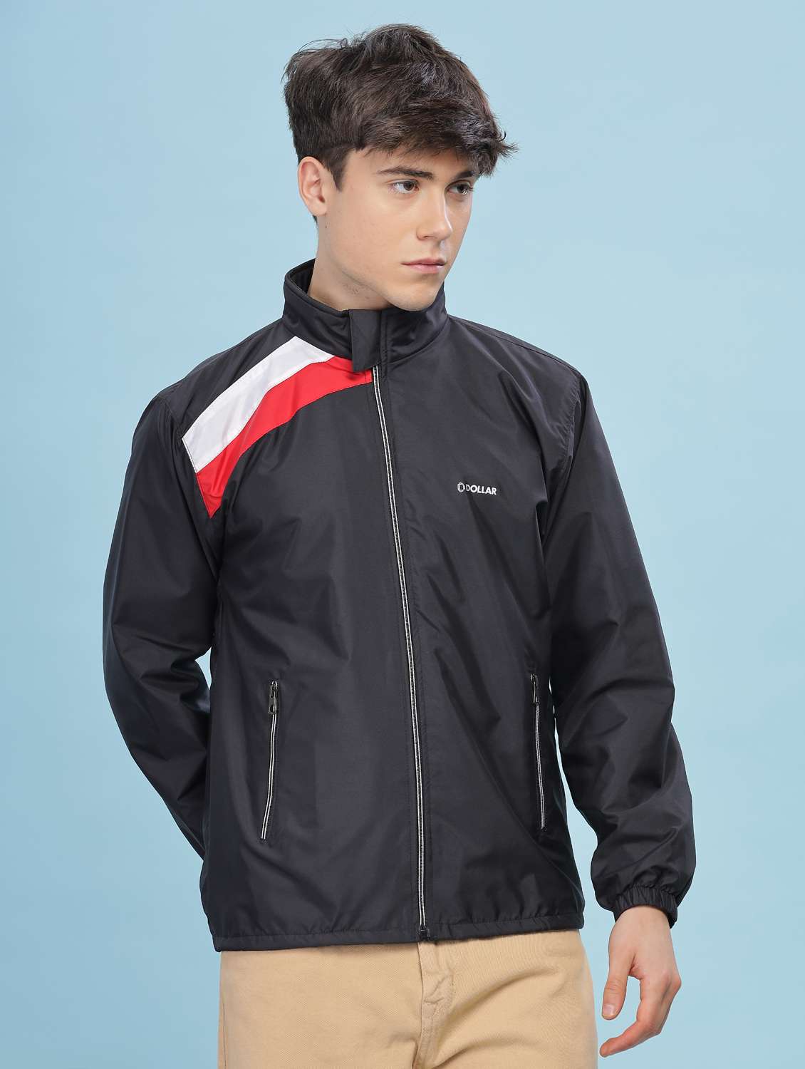 men color block long sleeve bomber jacket