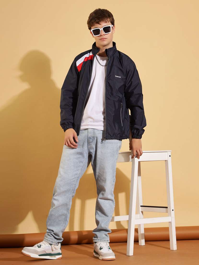 men color block long sleeve bomber jacket - 22218530 -  Standard Image - 3