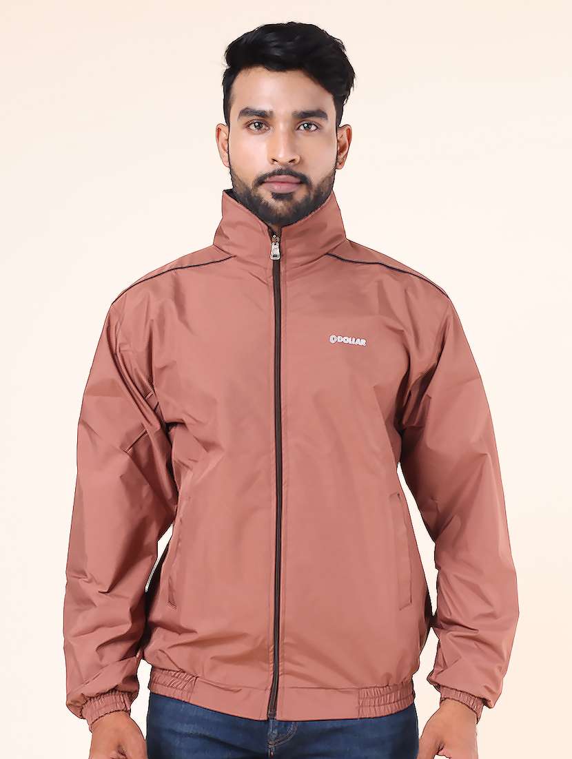 men solid long sleeve bomber jacket