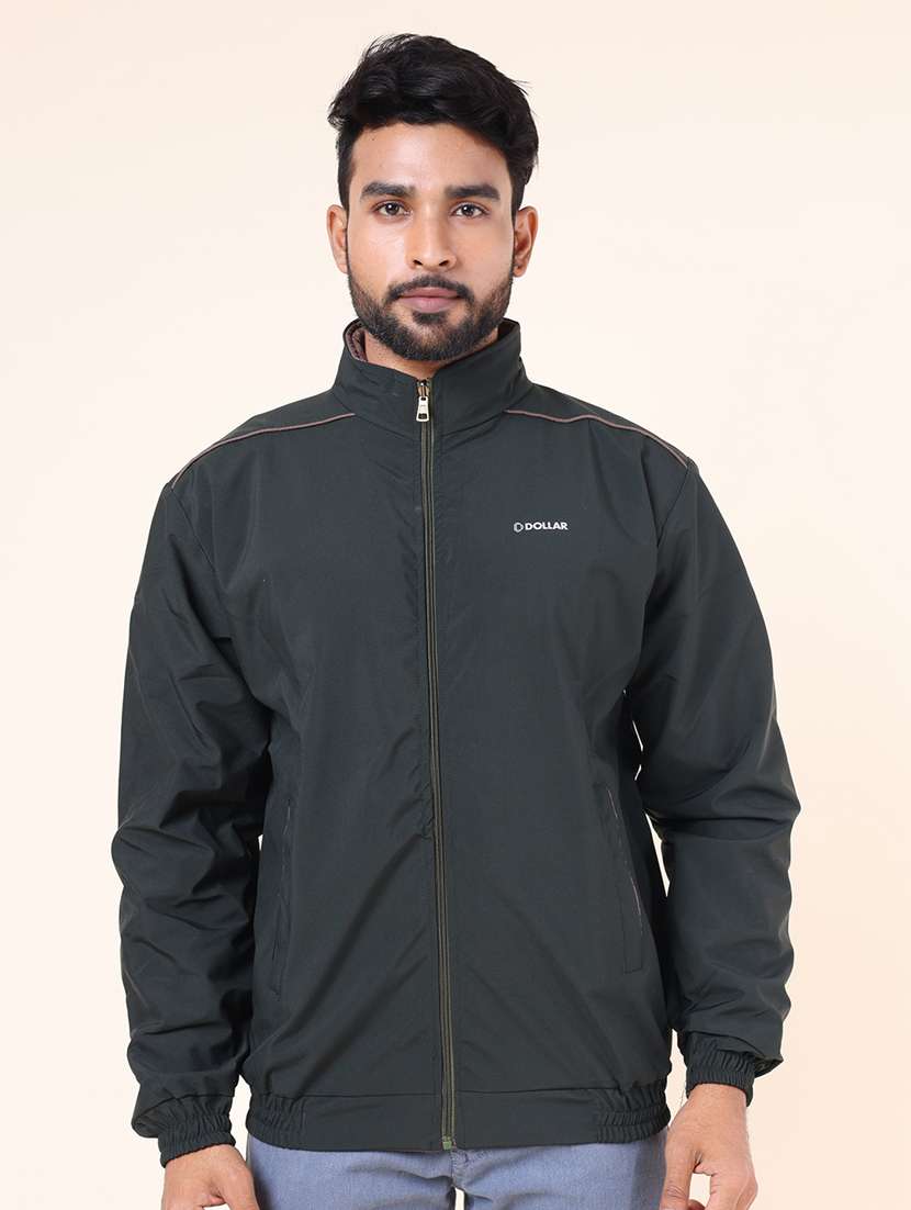 men solid long sleeve bomber jacket