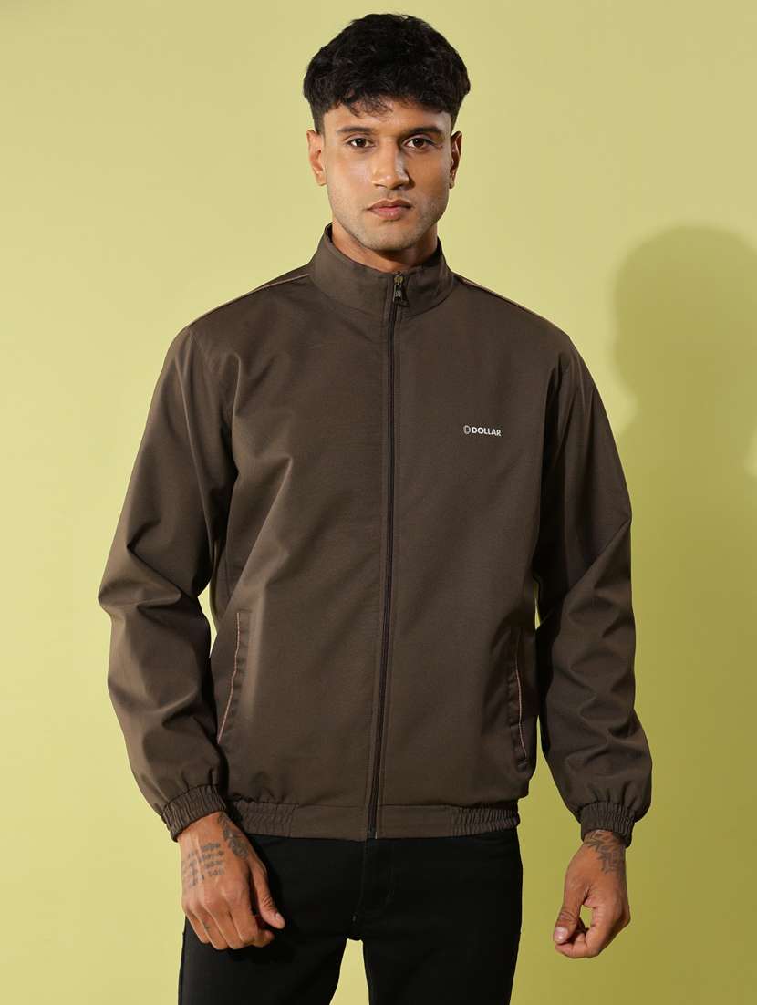 men solid long sleeve reversible bomber jacket