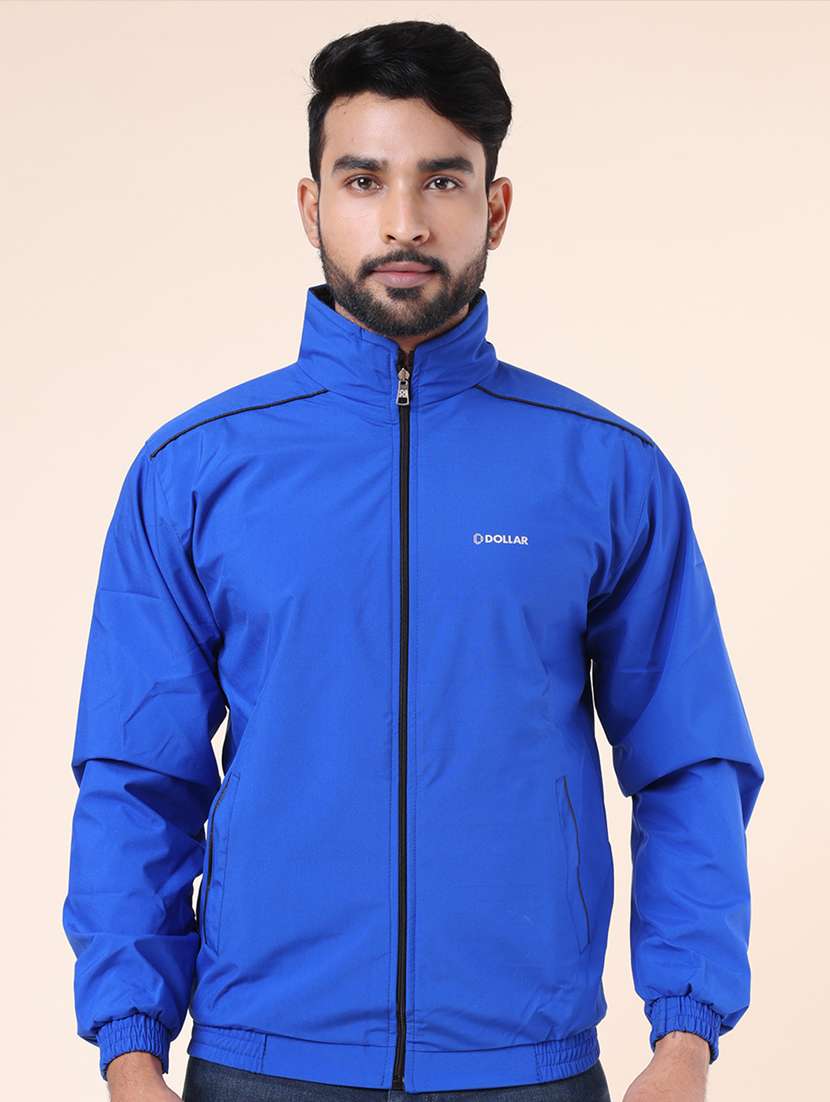 men solid long sleeve windcheater bomber jacket 