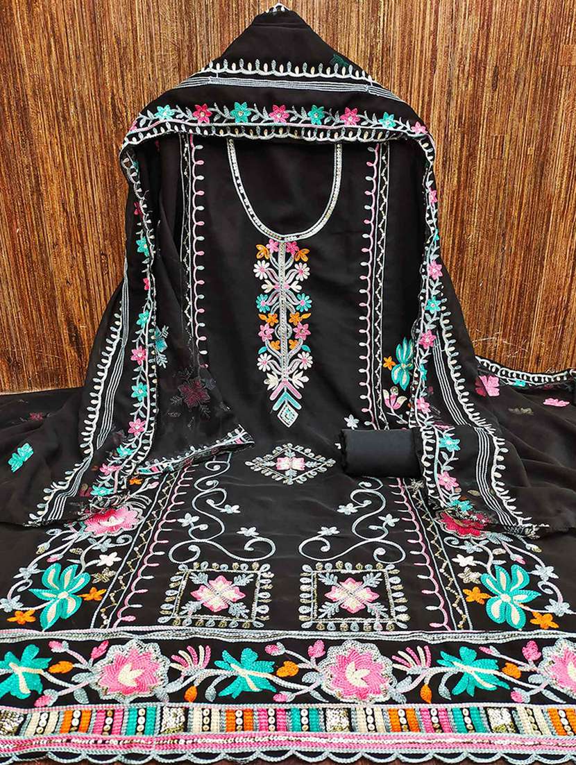 women solid with work embroidered unstitched suit set - 22218552 -  Zoom Image - 0