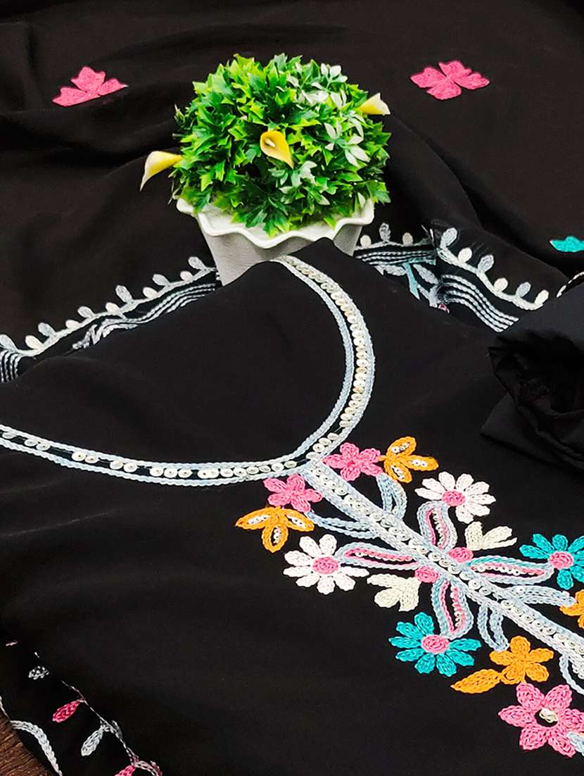 women solid with work embroidered unstitched suit set - 22218552 -  Standard Image - 3