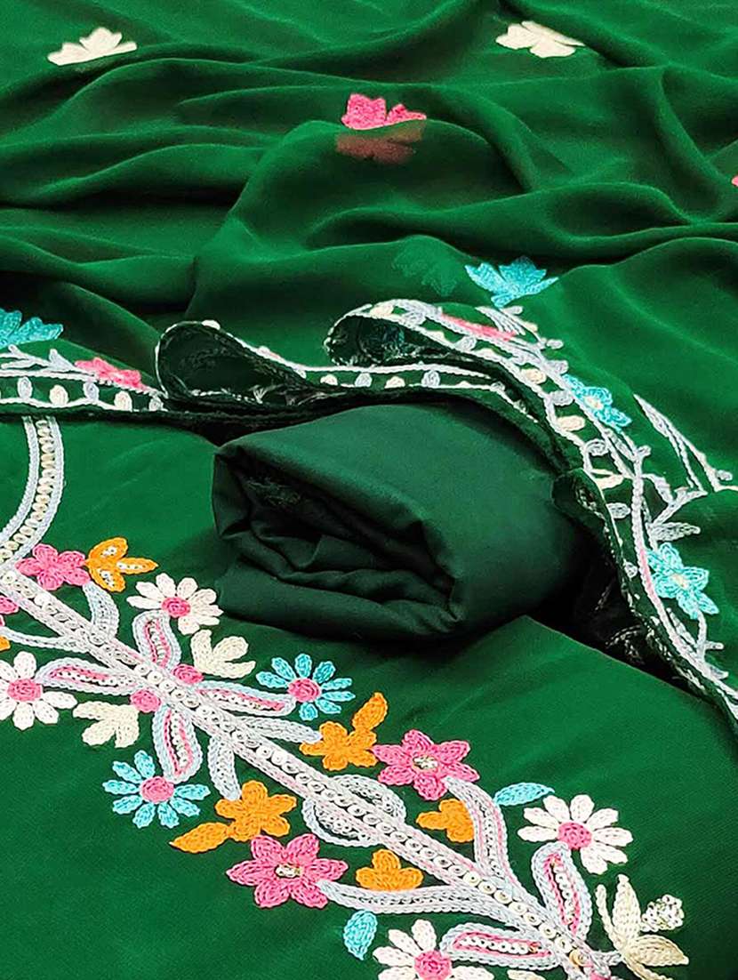 women solid with work embroidered unstitched suit set - 22218554 -  Standard Image - 3