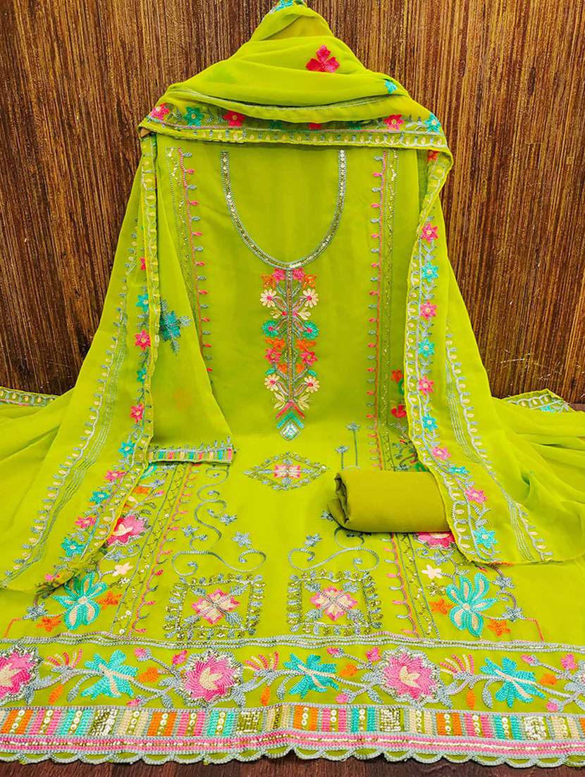 women solid with work embroidered unstitched suit set - 22218559 -  Zoom Image - 0